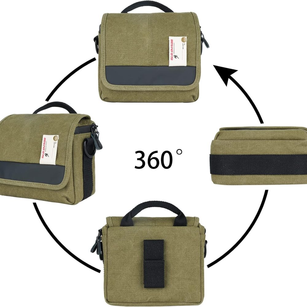 Besnfoto Camera Bag Small Mirrorless Camera Shoulder Bag Purse Waterproof Canvas Cute Compact Camera Messenger Bag Case for Women and Men - Image 5