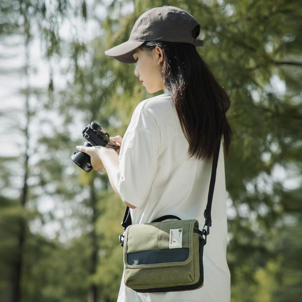 Besnfoto Camera Bag Small Mirrorless Camera Shoulder Bag Purse Waterproof Canvas Cute Compact Camera Messenger Bag Case for Women and Men - Image 6
