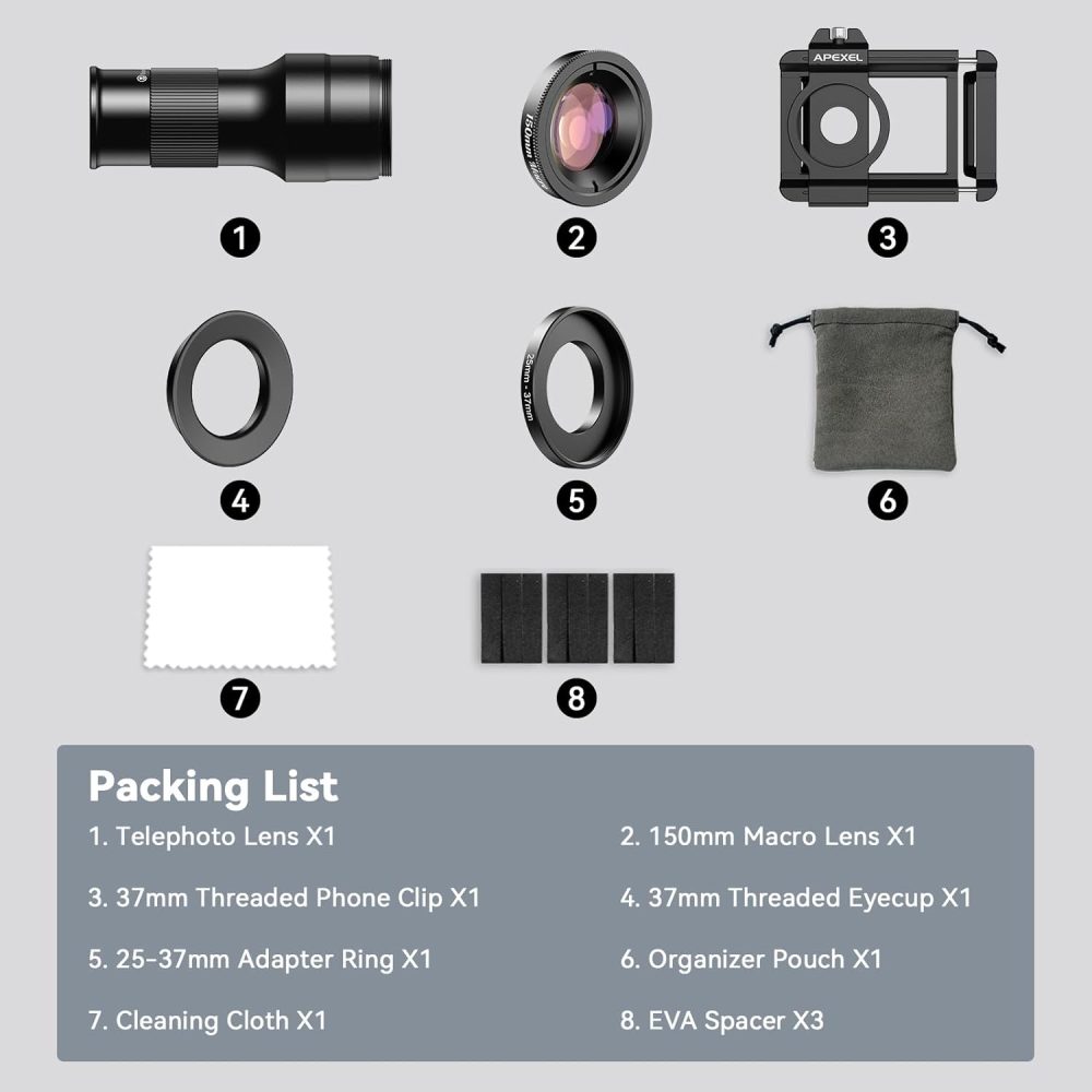 Evil eye 2 in 1 Phone Camera Lens Kit, 6X Telephoto Lens & 150mm Macro Lens with Universal Lens Clip, Phone Lens Attachment for iPhone and Andriod - Image 8